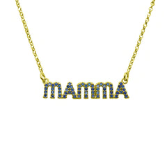 Mom Necklace Blue Zirconia