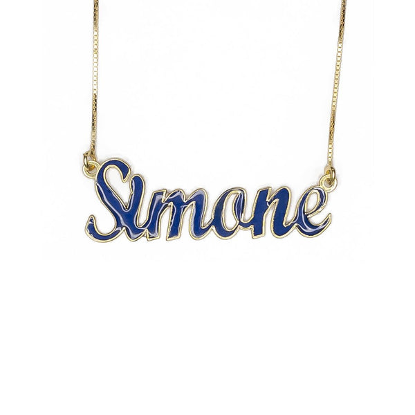 Collana Nome Smaltato Blu - My Mo Gioielli